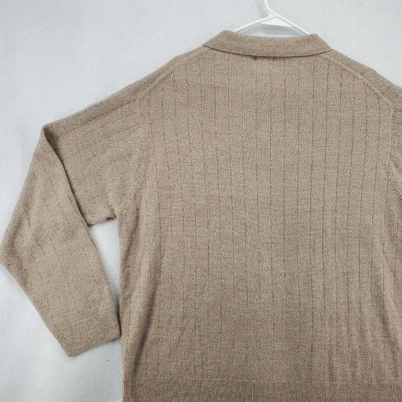 GEOFFREY BEENE Sweater Men's 1/4 Button Collared Long Sleeve Acrylic Brown 2XL - Picture 11 of 12